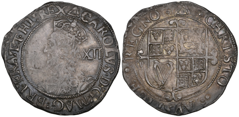 Charles I, Tower mint, shilling, Group G [North Group F], m.m. triangle, obv., s...