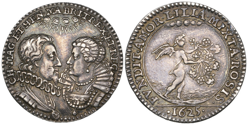 Charles I, Marriage of Charles I and Henrietta Maria, 1625, silver medalet by P....