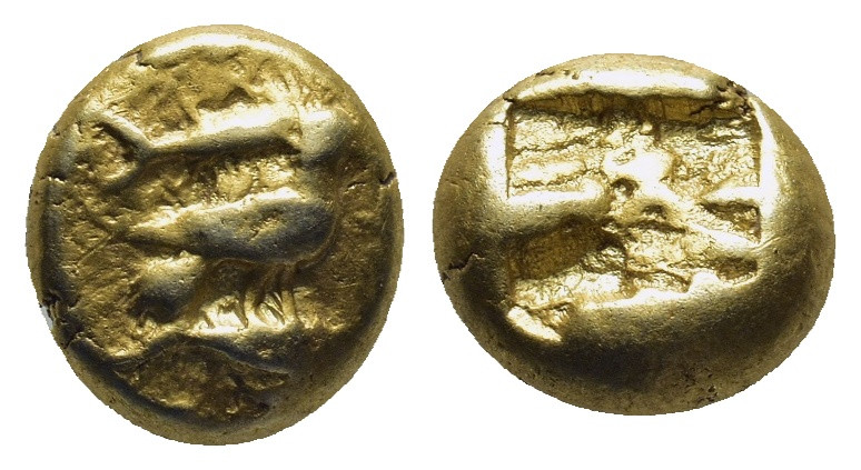 Mysia, Kyzikos EL Hekte. Circa 550-500 BC. (2.7 Gr. 9mm.)
Eagle standing to rig...