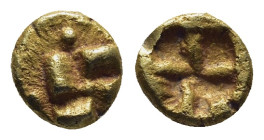 IONIA. Uncertain. Circa 625-600 BC. Myshemihekte – 1/24 Stater (0.64 Gr. 7mm.), Phokaic standard. Raised swastika pattern. 
Rev. Quadripartite incuse ...