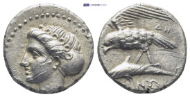 Paphlagonia Sinope. Circa 330-300 BC. Drachm (6 Gr. 18mm.) 
 Head of the nymph Sinope to left, her hair in a sakkos, wearing a triple pendant earring ...