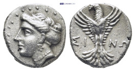 PAPHLAGONIA. Sinope. Hemidrachm (Circa 330-250 BC). (2.94 Gr. 13mm.)
Head of nymph left, with hair in sakkos.
 Rev. Eagle facing, head left, wings dis...