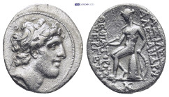 SELEUCID KINGDOM, Alexander I Balas. Drachm. (3.85 Gr. 18mm.)
Laureate head of Alexander I Balas on the right.
Rev. Apollo sitting on omphalos on the ...