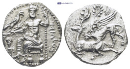 KINGS OF CAPPADOCIA. , Gaziura. Ariarathes I, 333-322 BC. Drachm (5.3 Gr. 19mm.)
Baal of Gaziura seated left, holding grapes, grain ear and eagle in ...