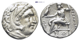 KINGS OF MACEDON. Alexander III 'the Great' (336-323 BC). Drachm. Lampsakos. (4.25 Gr. 16mm.)
Head of Herakles right, wearing lion skin. 
Rev. Zeus se...