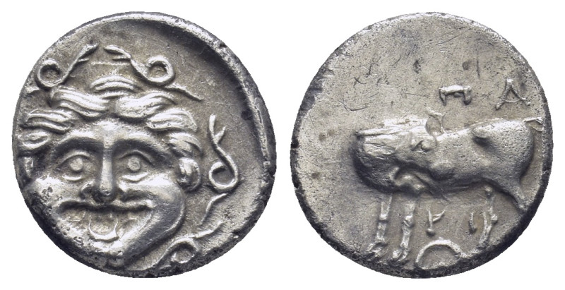 MYSIA, Parion. 4th century BC. AR Hemidrachm. (14mm, 2.24 g) Gorgoneion / ΠA–PI,...