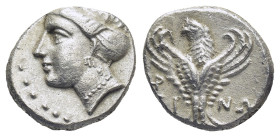 Paphlagonia. Sinope circa 330-250 BC. Hemidrachm AR (2.9 Gr. 14mm.).
 Head of nymph left, with hair in sakkos 
Rev. Eagle facing, head left, with wing...