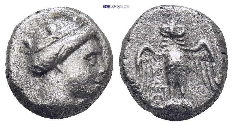 Pontos, Amisos AR Chian Drachm. Circa 360-330 BC. (3.92 Gr. 13mm.)
 Head of Hera...