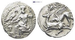 KINGS OF CAPPADOCIA. , Gaziura. Ariarathes I, 333-322 BC. Drachm (5.4 Gr. 18mm.)
 Baal of Gaziura seated left, holding grapes, grain ear and eagle in ...