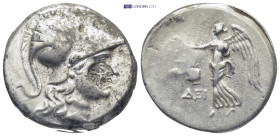 Pamphylia, Side. Silver Tetradrachm (29mm, 16.9 g), ca. 200-190 BC. Dei…, magistrate. Head of Athena right, wearing crested Corinthian helmet. Reverse...