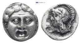 PISIDIA, Selge. (Circa 350-300 BC). AR Obol. (9mm, 1.02 g) Obv: Facing gorgoneion. Rev: Helmeted head of Athena left; all within incuse square.