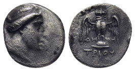 PONTOS. Amisos. Circa 300-125 BC. Triobol or Hemidrachm (13mm, 1.66 g), Demetrios, magistrate. Turreted and draped bust of Hera-Tyche right. Rev. ΔΗ-Μ...
