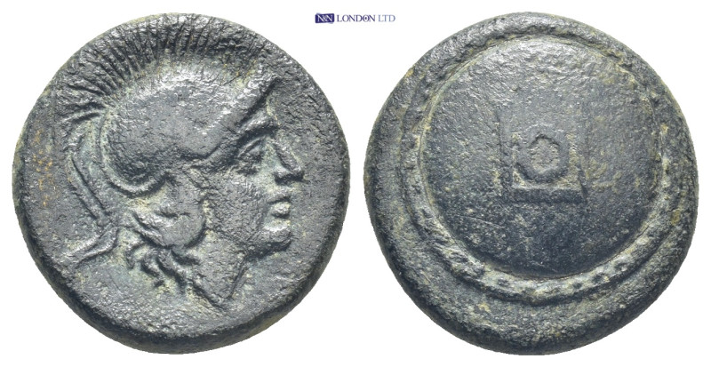 PAMPHYLIA, Aspendos. Late 4th-3rd century BC. AE (5.51 Gr. 17mm.). Helmeted head...