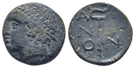 THRACE, Ainos. Circa 280-200 BC. Æ (17mm, 5.7 g). Head of Hermes left, wearing laureate petasos / Kerykeion.