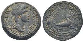 Kingdom of Commagene. Antiochos IV of Commagene. AE. (7.4 g. 22mm.) ca 38-72 AD. Obv:ΒΑΣΙ·ΜΕΓΑ[Σ]·ΑΝΤΙΟΧΟΣ·ΕΠΙ. Diademed and draped bust of Antiochos ...