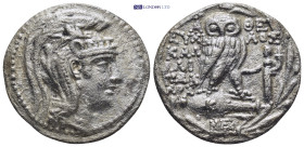 Attica, Athens, New Style; Magistrates Eumelos & Kalliphon 108/7 BC, Tetradrachm (16.17 Gr. 30mm.) Helmeted head of Athena right. Rev. Owl standing ri...