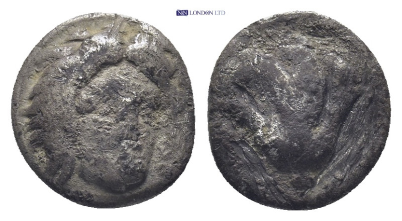 CARIA Rhodes AR Hemidrachm. circa 170-150 BC. (1.46 Gr. 11mm.)
Radiate head of H...