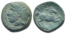 MACEDONIAN KINGDOM. Philip II (359-336 BC). AE unit (16mm, 6.19 g). Uncertain mint in Macedon. Head of Apollo left wearing taenia / ΦΙΛΙΠΠΟΥ, youth (o...