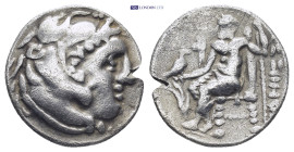 Kings of Macedon, Alexander III 'the Great', AR Drachm, .336-323 BC. (5 Gr. 17mm.). 
Head of Herakles right, wearing lion skin 
Rev. Zeus Aëtophoros s...