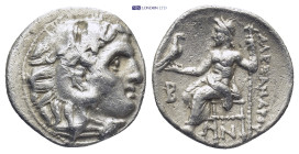 Kingdom of Macedon. Alexander III 'the Great' AR Drachm. Kolophon, circa 310-301 BC. (4.2 Gr. 17mm.)
Struck under Antigonos I Monophthalmos. 
Head of ...