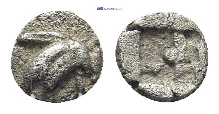 IONIA, Teos. Circa 460-420 BC. AR Tetartemorion (0.24 g, 5mm). Griffin’s head ri...