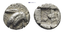 IONIA, Teos. Circa 460-420 BC. AR Tetartemorion (0.24 g, 5mm). Griffin’s head right / Quadripartite incuse square