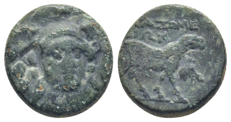 Ionia, Klazomenai Æ (16mm, 4.49 g). Circa 386-301 BC. Head of Athena facing slig...