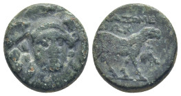 Ionia, Klazomenai Æ (16mm, 4.49 g). Circa 386-301 BC. Head of Athena facing slightly to right, wearing triple crested helmet / Ram standing to right; ...