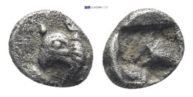 Ionia. Phokaia. ca. 530-478 BC. AR Tetartemorion (7mm, 0.4 g). Griffin head left. Rev. Quadripartite incuse square with central pellet.