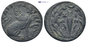 ISLANDS off IONIA, Chios. Autonomous issue. 2nd-mid-3rd century AD. (10.15 Gr. 24mm.)
 Sphinx crouching right, left forepaw raised; at feet, prow of g...