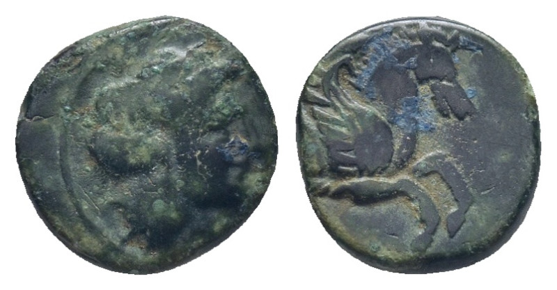 MYSIA. Lampsakos AE, (10mm, 1.6 g) 4th-3rd centuries BC Obv: ΛΑ[Μ] - Laureate fe...