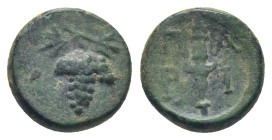 MYSIA. Parion. Ae (11mm, 1.3 g) (Circa 4th century BC). Obv: Bunch of grapes. Rev: Π-A / P-I. Ear of barley.