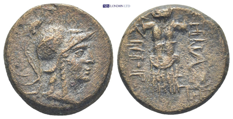 Mysia. Pergamon AE (19mm, 8.51 g), c. 200-133. Obv. Helmeted head of Athena righ...