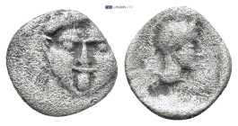 PAMPHYLIA, Aspendos. 420-360 BC. AR Obol (11mm, 0.87 g) Gorgoneion / Helmeted head of Athena.