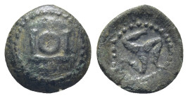 PAMPHYLIA, Aspendos. Late 4th-3rd century BC. AE (1.4 Gr. 12mm.)
 Shield with monogram
 Rev. Triskeles.