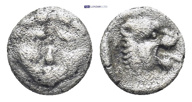 Pamphylia. Aspendos circa 460-360 BC. Obol AR (8mm, 0.48 g) Gorgoneion with prot...