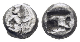 PERSIA. Achaemenid Empire (Circa 420-350 BC). AR 1/4 Siglos. (1.18 Gr. 8mm.)
 Persian King/hero running right, holding bow and dagger. 
Rev. Oblong in...