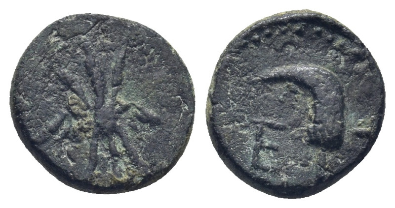 Pisidia. Etenna circa 100-0 BC. AE. (1.98 Gr. 12mm.)
 E-T, sickle-shaped knife 
...
