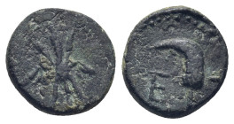 Pisidia. Etenna circa 100-0 BC. AE. (1.98 Gr. 12mm.)
 E-T, sickle-shaped knife 
Rev. Thunderbold.