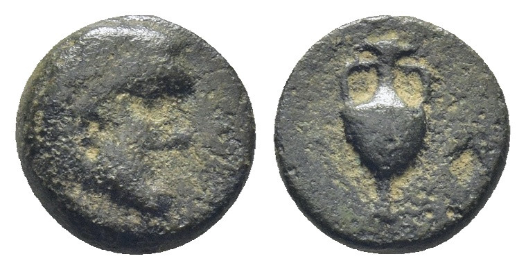 CILICIA, Nagidos AE ca 360-333 BC (1.24 Gr. 9mm.)
 Bearded head of Pan right 
Re...