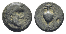 CILICIA, Nagidos AE ca 360-333 BC (1.24 Gr. 9mm.)
 Bearded head of Pan right 
Rev: Amphora.