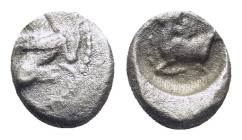 Cilicia. Kelenderis 440-430 BC. Obol AR (0.36 Gr. 7mm.). 
Forepart of Pegasos left 
Rev. Forepart of a goat left.