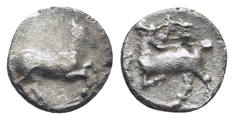 Cilicia. Kelenderis. (3rd Century BC) AR Obol. (0.67 Gr. 9mm.)
Horse prancing ri...