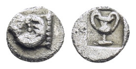 THRACE. Maroneia(?). 5th-4th centuries BC. Hemiobol (0.23 Gr. 6mm.). 
Head of ram to right. 
Rev. Kantharos within incuse square.