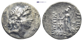 Kingdom of Cappadocia, Ariarathes V Eusebes (CA. 163-130 BC), AR Drachm (3.9 Gr. 18mm.)
 Diademed head of Ariarathes V right.
Rev. Athena standing lef...