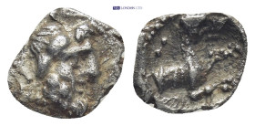 Lycaonia. Laranda circa 324-323 BC. Obol AR (10mm, 0.56 g) Head of Herakles right / Forepart of a wolf right.