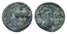TROAS. Dardanos. (4th-3rd centuries BC). Ae. (11mm,1.15 g) Obv: Rider on horse trotting right. Rev: ΔΑ. Cock standing right.