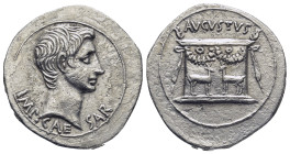 Ionia, Ephesus, Octavian, as Augustus 27 BC – 14 AD Cistophoric tetradrachm, 24-20 BC, AR (11.52 Gr. 27mm.)
Bare head right. 
Rev. Garlanded altar dec...