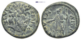 Ionia, Smyrna. Pseudo-autonomous, c. AD 161-166. AE. (4.7 g. 18.0 mm). Reign of Marcus Aurelius. Obv: ΖΕVϹ ΑΚΡΑΙΟϹ. Head of Zeus Akraios, right. Rev: ...