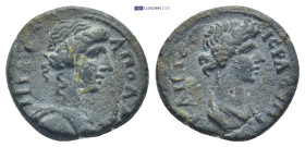 LYDIA, Apollonis. Pseudo-autonomous. AE. (15mm, 2.6 g) Obv: ΑΠΟΛΛΩΝΙΔƐ(ΩΝ). Bust of Apollo, right. Rev: ΙƐΡΑ ϹΥΝΚΛΗΤΟϹ. Draped bust of Senate, right....